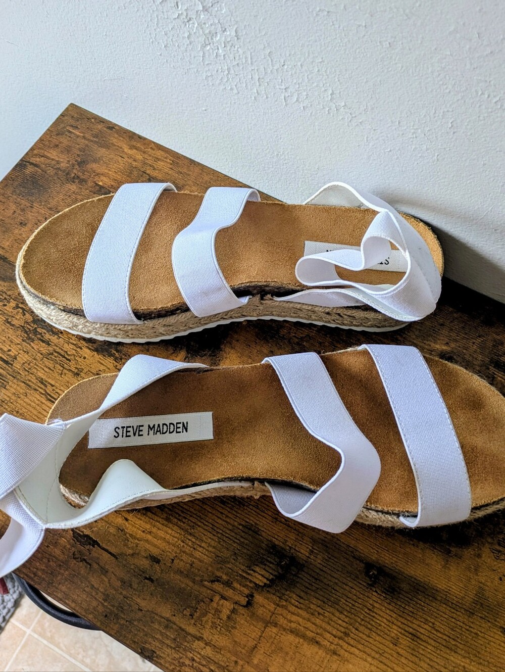 Steve Madden White Double-Strap Espadrille Sandals - Picture 4 of 4